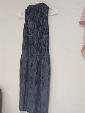 Derek Heart Navy Blue Shimmer Halter Maxi Dress Size S